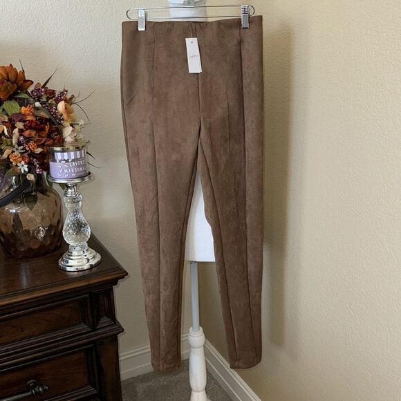NWT LOFT Brown Ankle Zip Faux Suede Leggings Pants Career Riding Sz XS - Picture 4 of 5